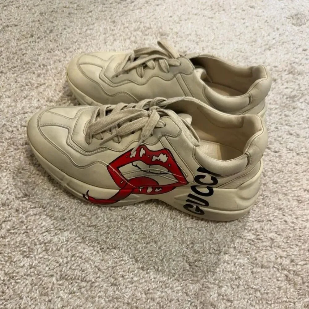 Gucci Men's Cream and Tan Trainers